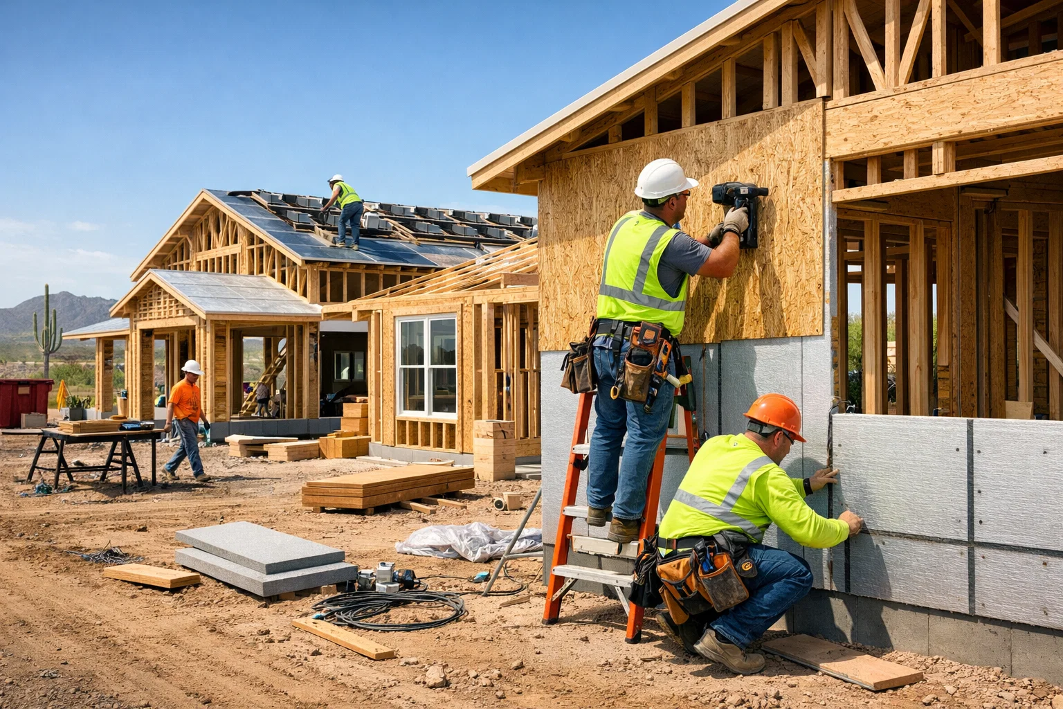 Phoenix new construction open floor plan kitchen and living room